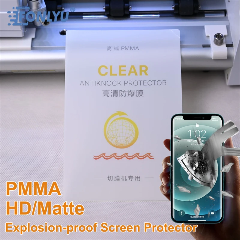 FONLYU 9H PET Thick Hardness Film For Flat Screen Protector Film Cutting Machine Hydrogel Plotter For Iphone Sumsung Devia