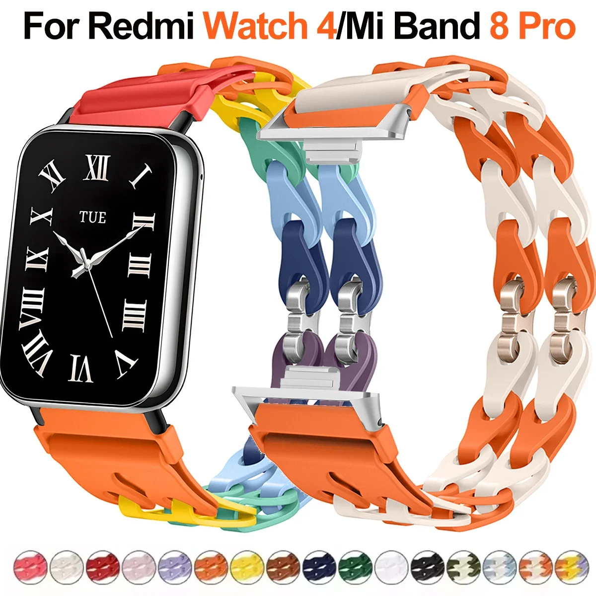 Silicone Chain Strap For Redmi Watch 4/8pro Colorful Bracelet Watchband For Xiaomi Redmi Watch 4 Wristband Correa Accessories