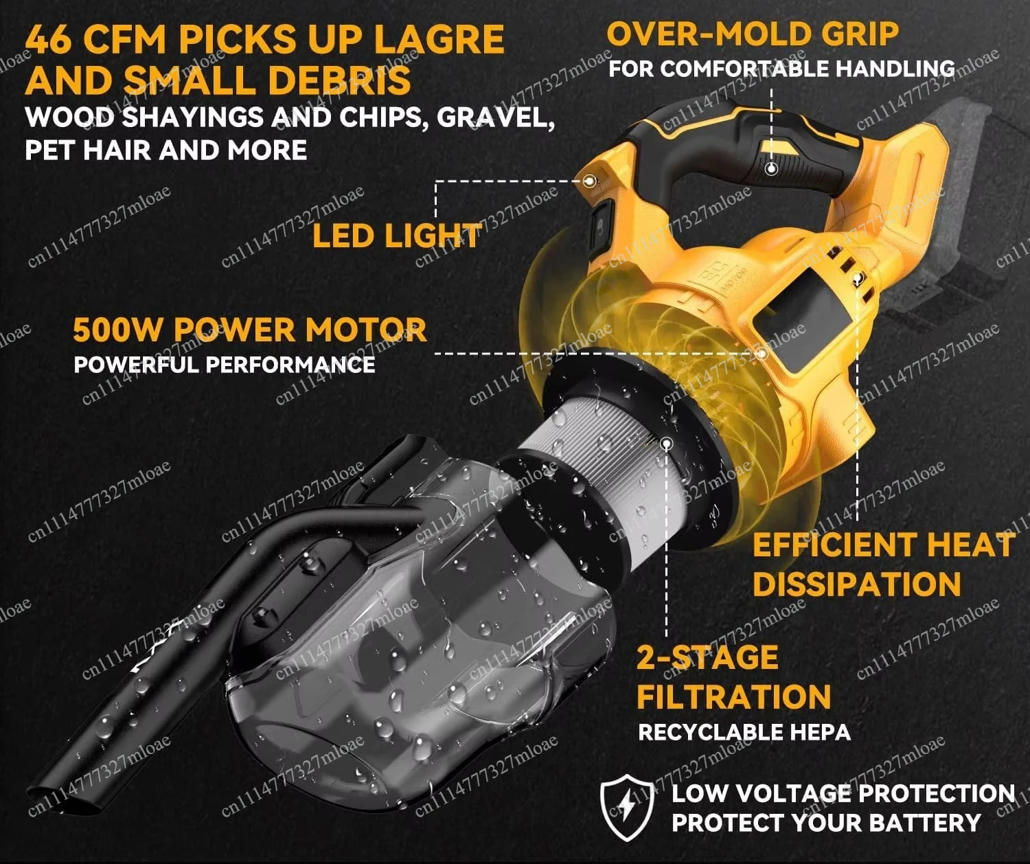 20V 400W cordless lithium battery high power household vacuum cleaner car pet hair removal tool vacuum cleaner