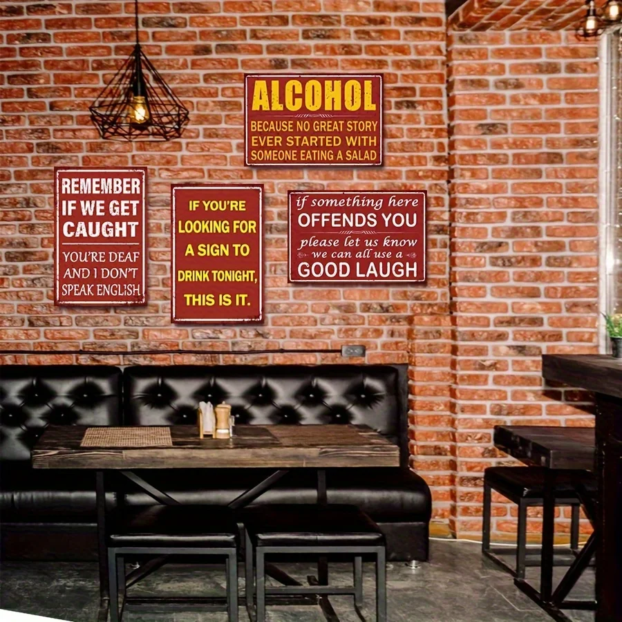 4pcs Set Of Vintage Metal Bar Signs | Suitable For Men'S Caves And Basements - Country Style Tavern Wall Art With Fun Quotes