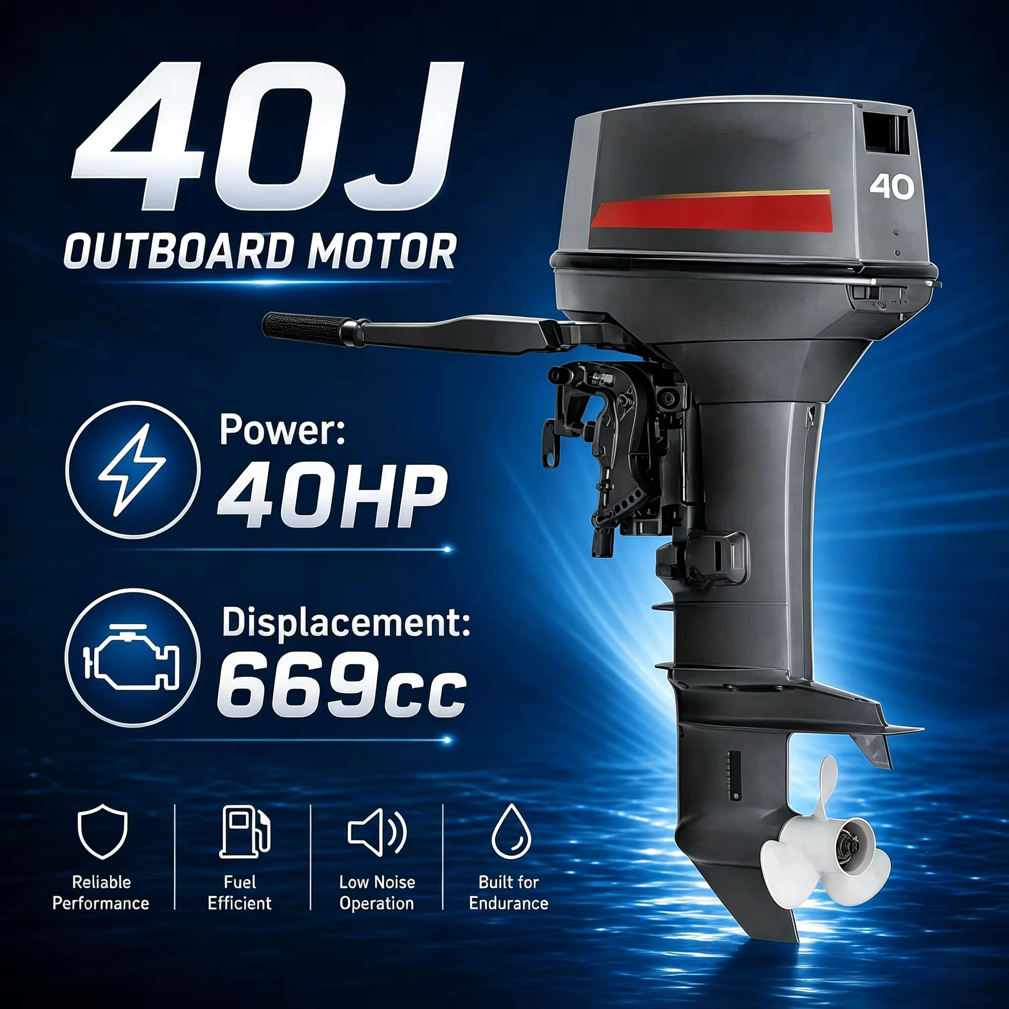 For Yamaha Parsun 40HP 679 T40 40J 669cc 2 Stroke Manual Start Tiller Short Long Shaft Marine Outboard Engine Assembly