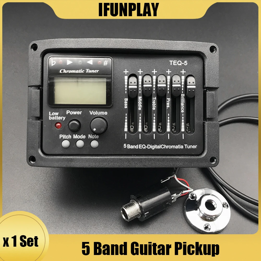 5 Band Acoustic Guitar Preamp EQ Equalizer Classical Acoustic Guitar Amplifier Digital Chromatia Blend Tuner Piezo Pickup