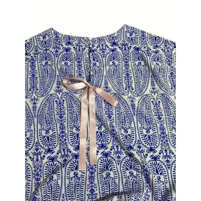 Plus Size 1XL-5XL Camicette eleganti a maniche lunghe moda donna Camicette da donna con stampa fasciatura con fiocco vintage Top da donna da ufficio