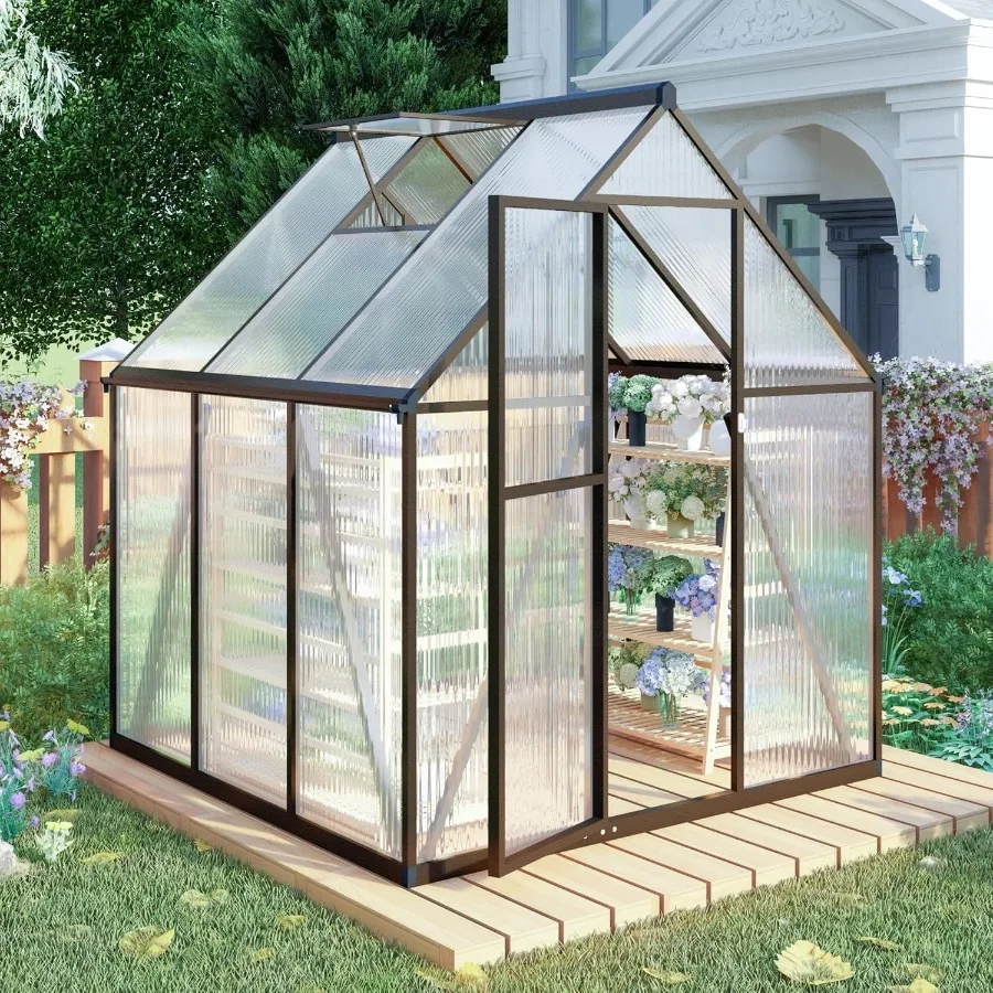 

CQZY 6x6 FT Walk-in Greenhouse for OutsideDark Gray