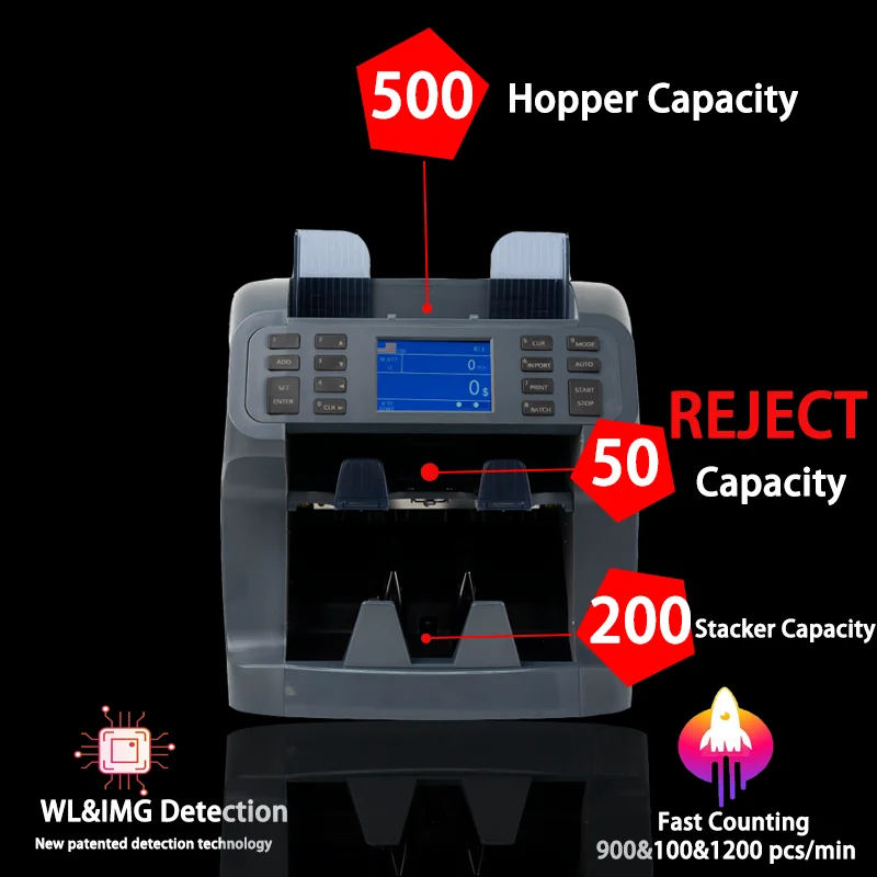 H-8900 Двухкарманная сортировочная машина, автоматический сортировщик смешанных валют, многофункциональный детектор денег, счетчик купюр
