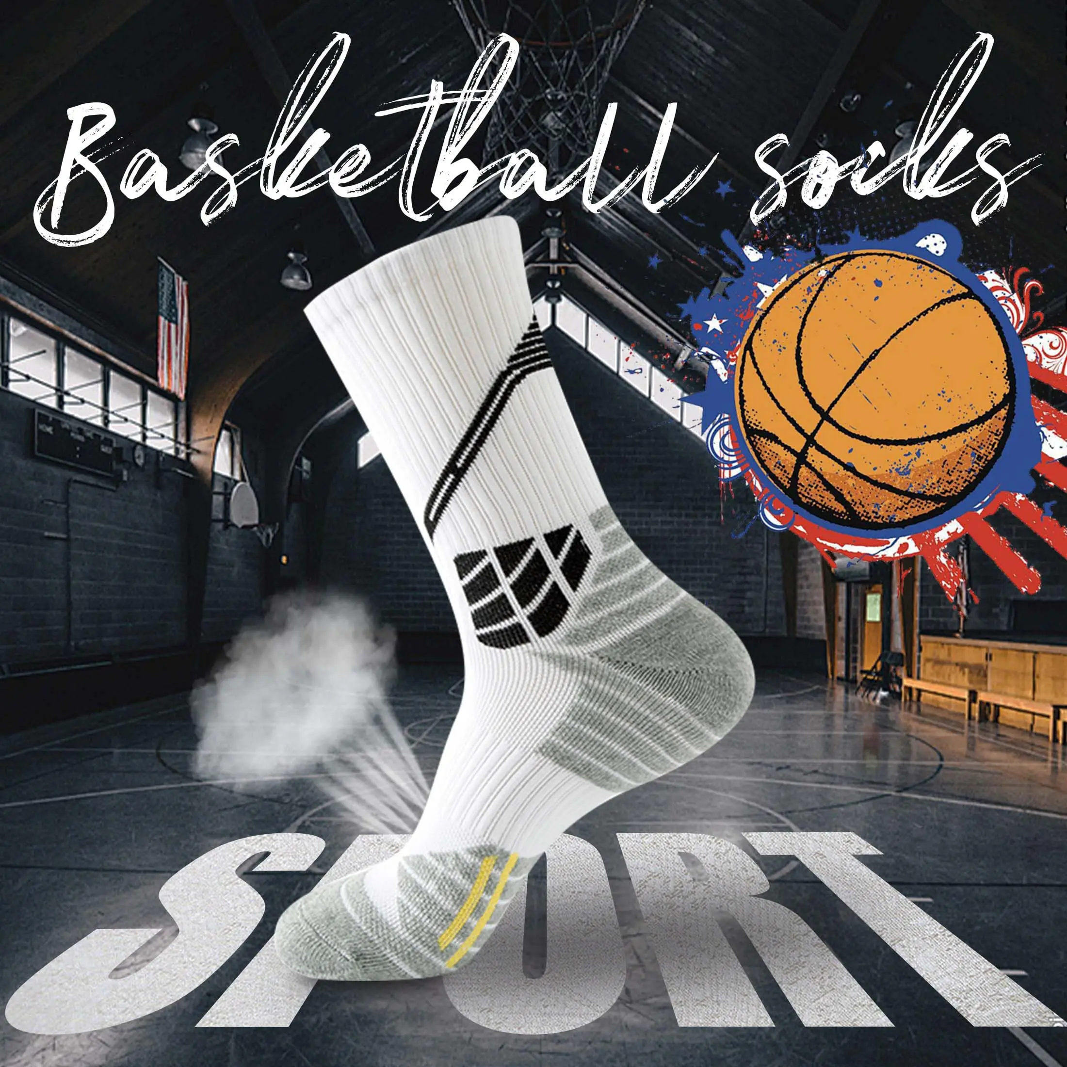 1 pair of Athletic Basketball Socks Moisture Wicking Cushion Crew Socks Ankle Socks for Man and Women