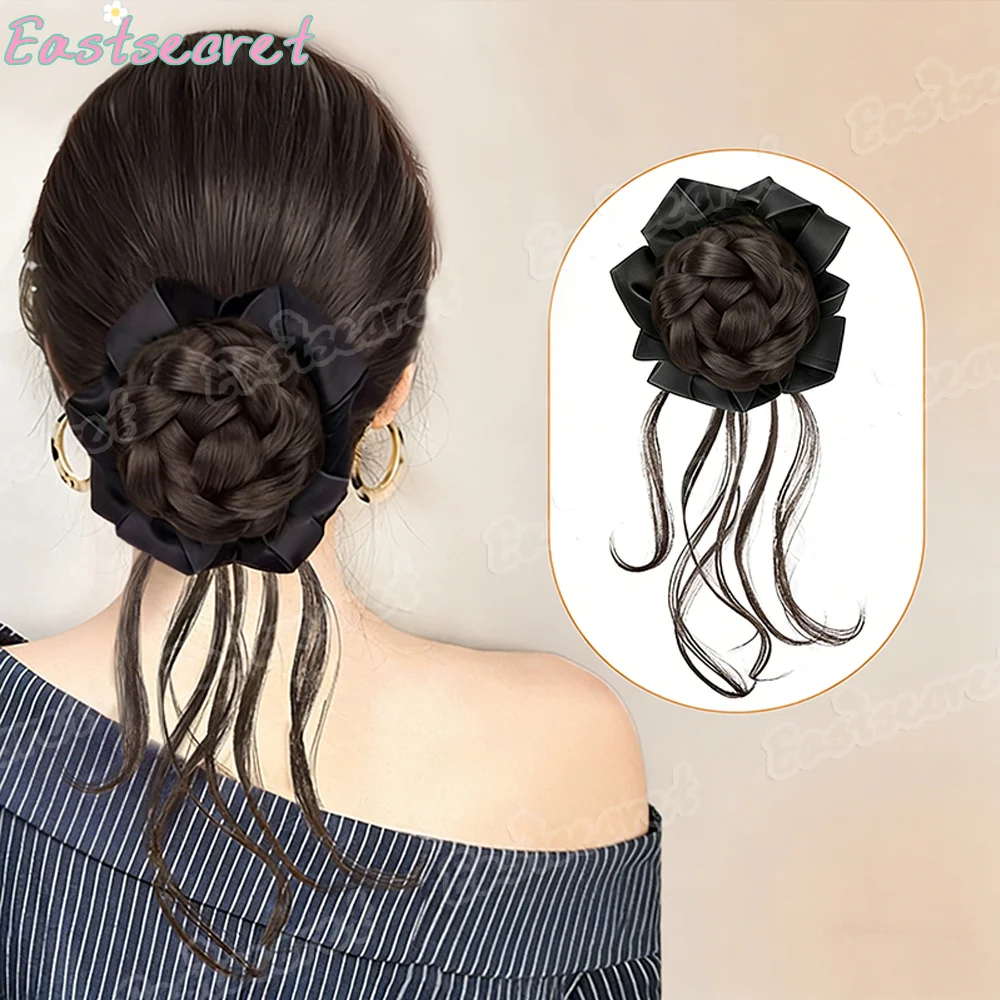 

EAST Synthetic Straight Chignon Messy Fluffy Hair Bun Claw Clip-in Hair Extensions For Women Fake Hair Scrunchy