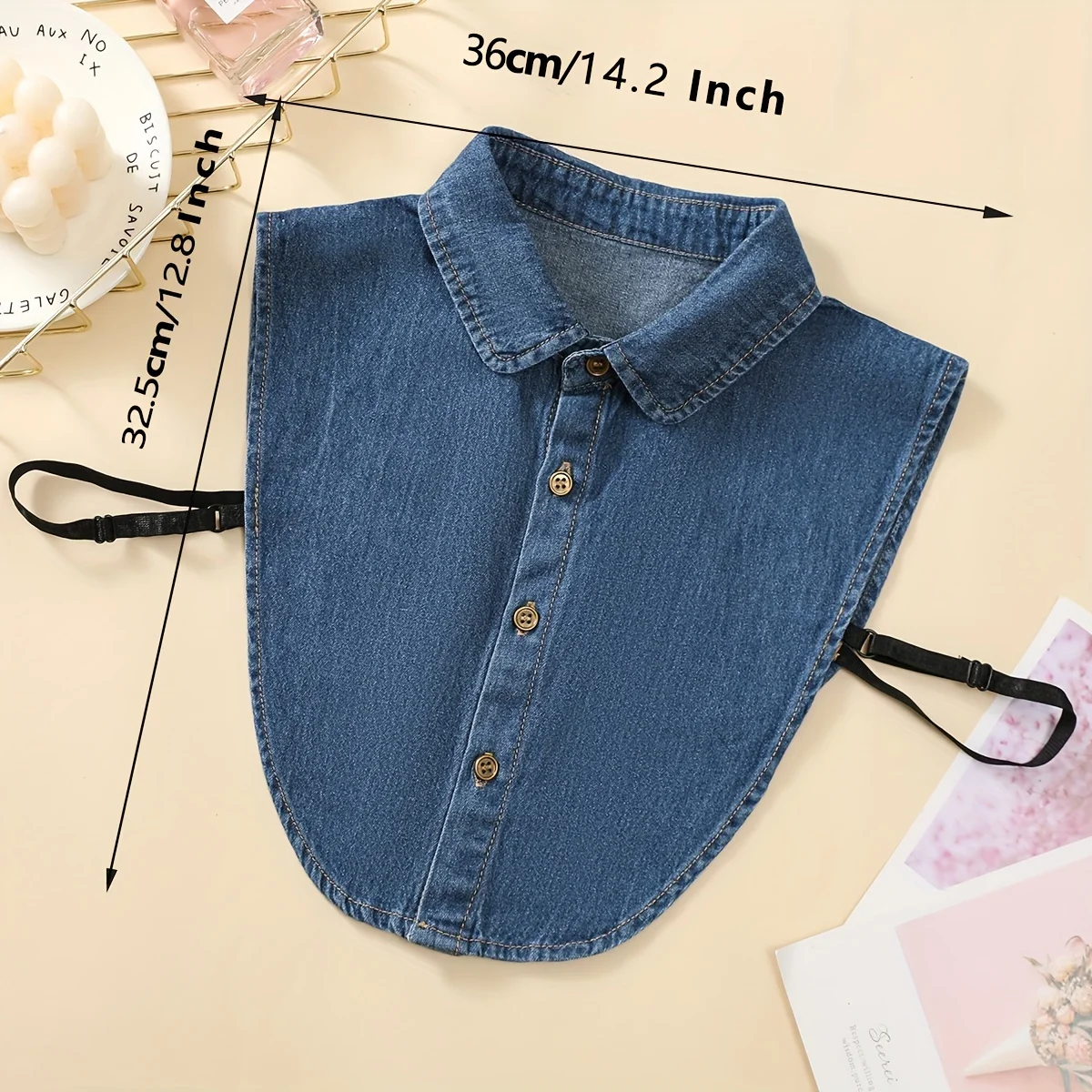 Colletto falso in denim elegante unisex Mezza camicia semplice tinta unita Colletto Dickey Colletto falso abbinato professionale