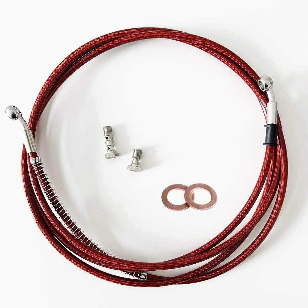 10~500CM Motorcycle Hydraulic Brake Hose Line PTFE Braided Cable 28 degre Brake Caliper 10mm Banjo Bolt Bleed Screw Nipple