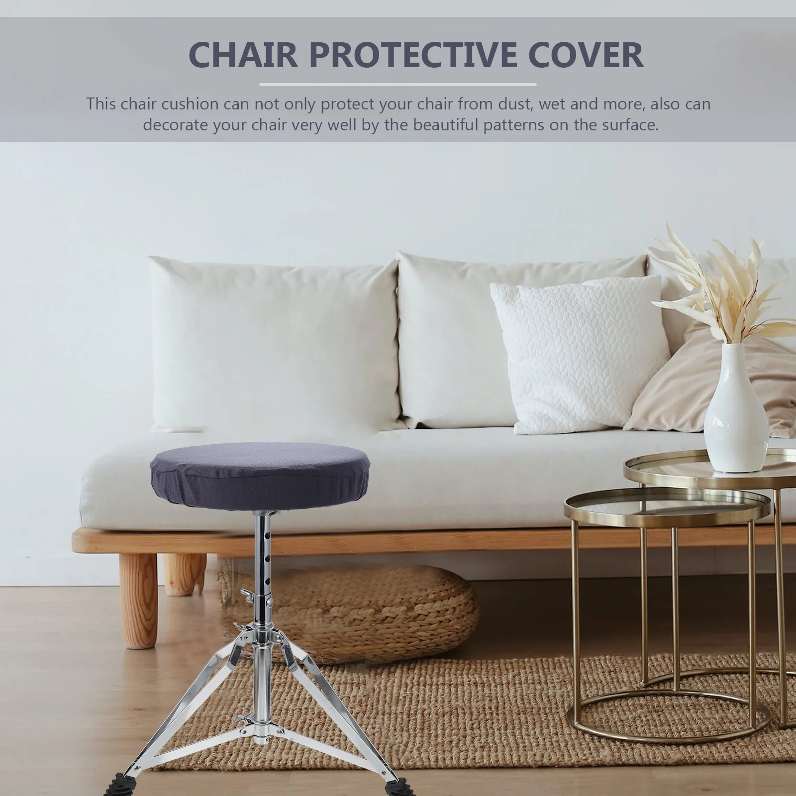 Stool Cover Covers for Steel Chairs Dining Room Adjustable Printed Round Slipcover Protector Bar