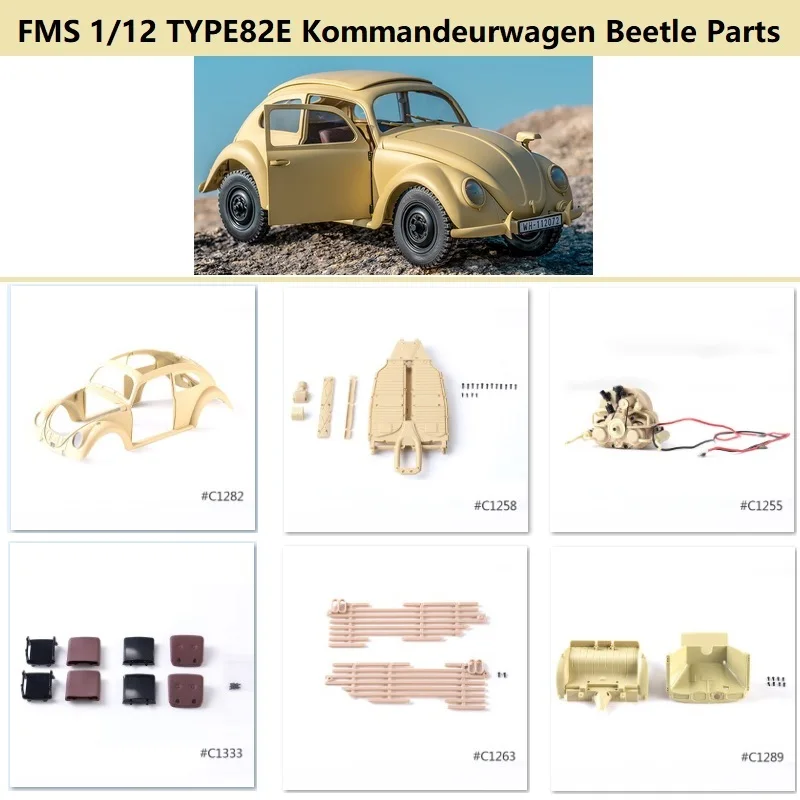 FMS 1/12 TYPE82E Kommandeurwagen Beetle Car Body Chassis Plank Set