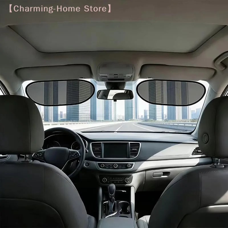 【M】2Pcs Car Sun Shade Curtains, Static Adsorption Universal Fit Sunshade Screen for Windshield & Side Windows, Blocks UV