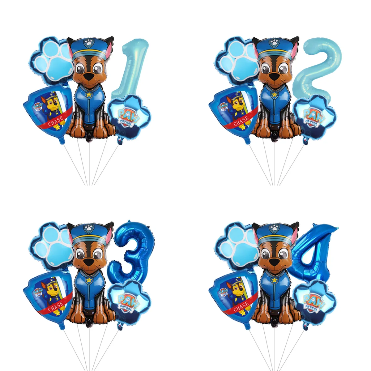 Kids Paw Patrol Themed Latex Balloon Chain Set Cartoon Figure Foil Balloons Birthday Party Decor Globos