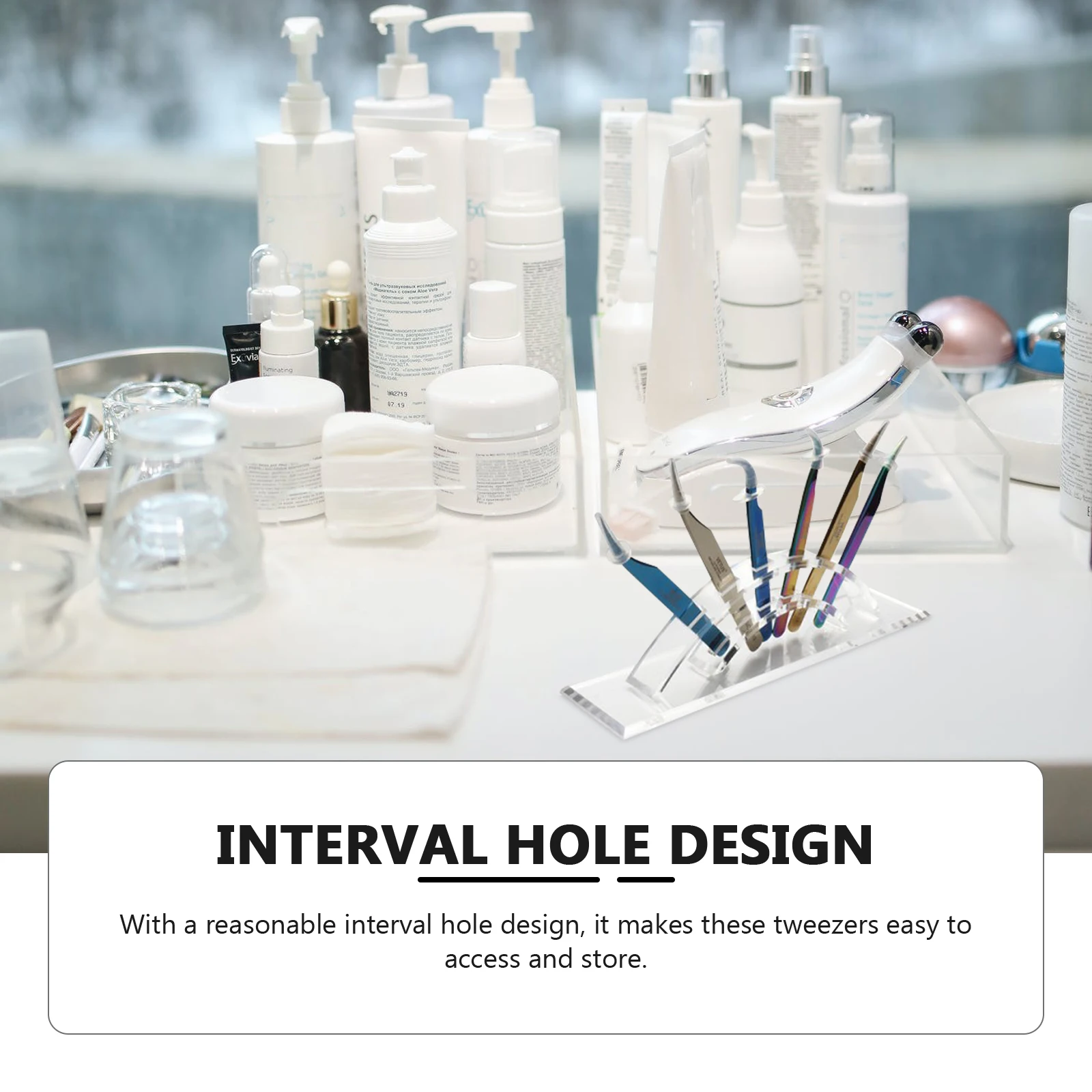 6穴まつげピンセットホルダーアクリルディスプレイラック耐久性のあるオーガナイザー、プロのサロン用ピンセットホルダー