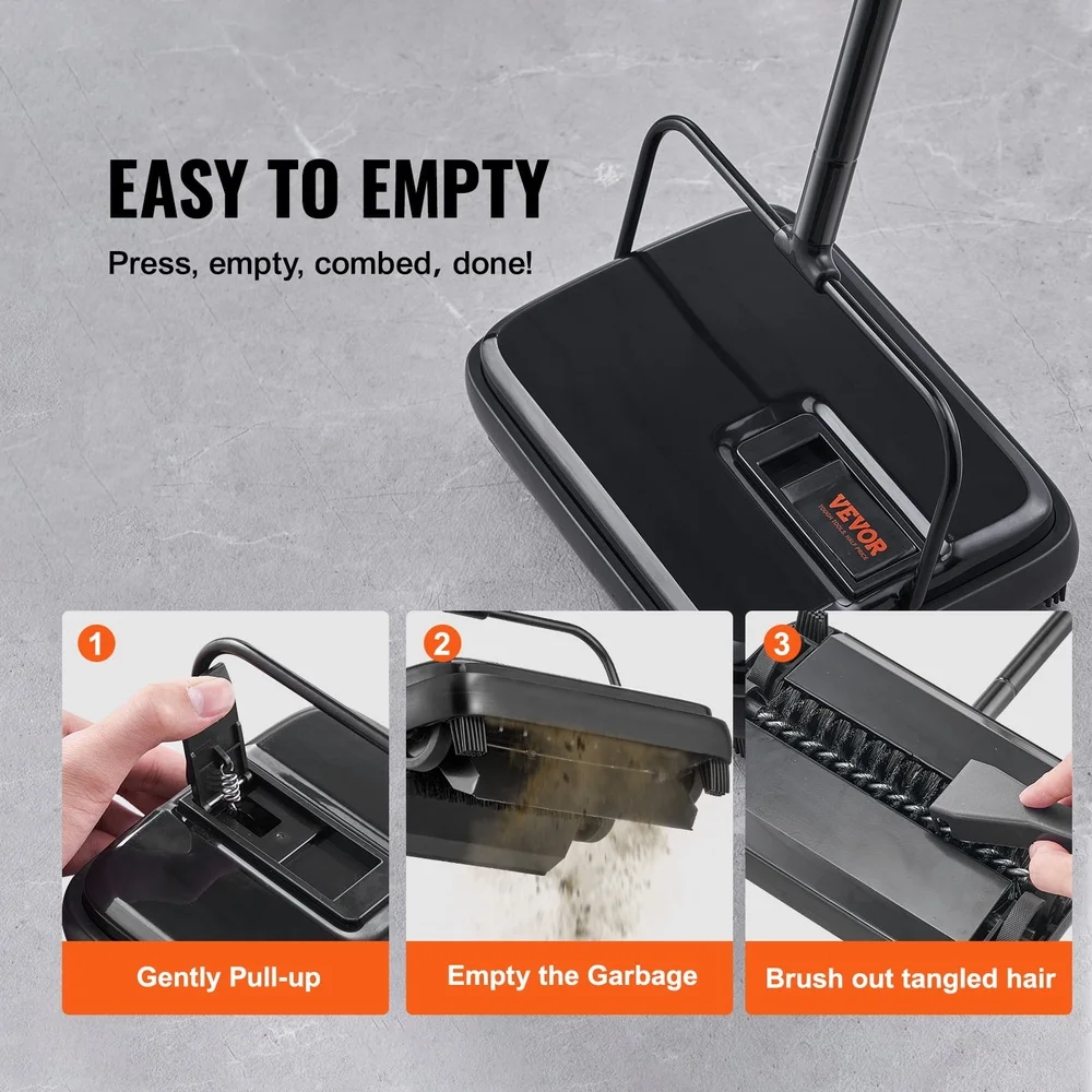 Ручная подметальная машина для ковров, электрическая роликовая щетка 7,87 дюйма, легкая, пустая, поворотная на 180 градусов головка, идеальные коврики для домашнего офиса