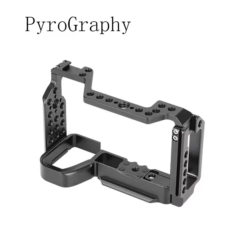 

PyroGraphy A6600 Camera Cage with Arca L-bracket 2-in-one 1/4"&3/8"Thread Hole Arri Locating Hole Cold Shoe Mount for Sony A6600