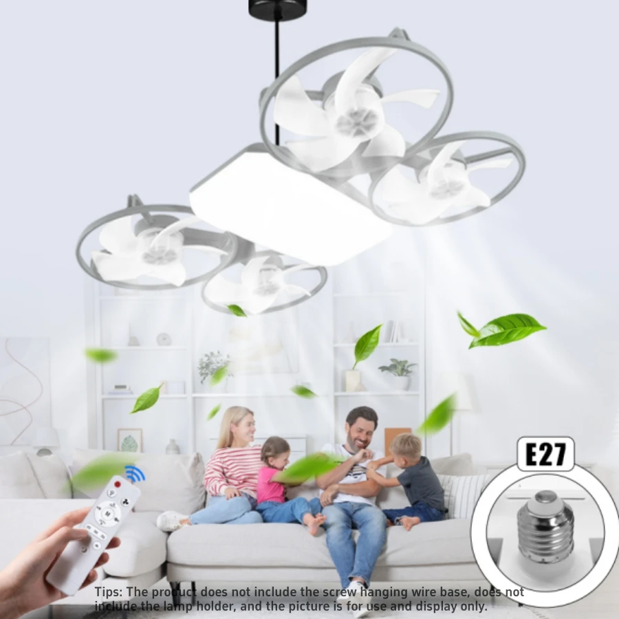 

E27 LED Ceiling Fan Light with Remote Control Drone Car Design E27 Fan Lamp 3 Speeds For Bedroom Living Room Dinner Lighting