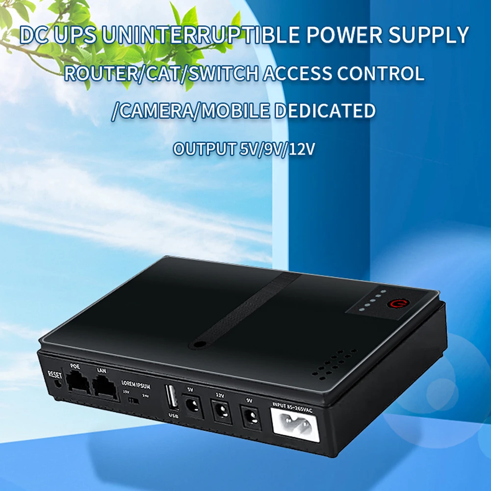 Mini UPS Battery Backup Uninterruptible Power Supply 10400mAh 5V 9V 12V 2A 15V 24V 1A Output for Power Supply WiFi Router Webcam