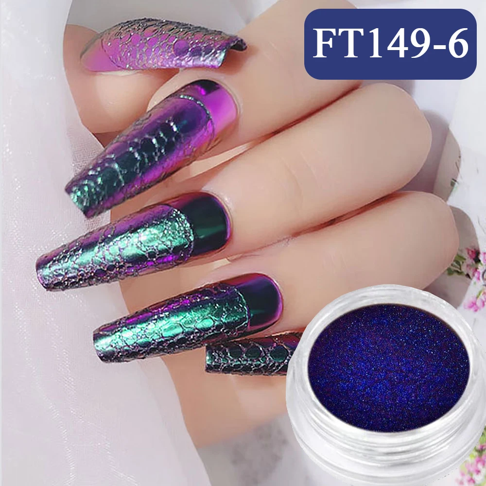1 barattolo Camaleonte Aurora Specchio solido Polvere per unghie Lucido Duochrome Glitter Effetto metallico Polvere per unghie Fai da te Arcobaleno Ombretto Manicure