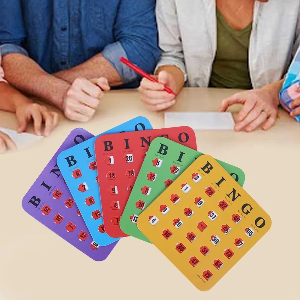 

5PCS Paper Bingo Game Cards Sliding Window Reusable Design Slide Bingo Cards Compact Design Large Print Bingo Board Cards