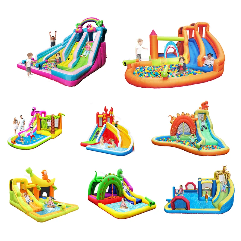 Happy Lion water slide pool  inflatable  for toddlers outside bounce house jumper castle bouncer with ball pit