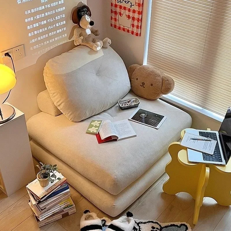 Princess Lazy Sofa Tofu Block Girl Small Apartment Bedroom Single Tatami Dismantling and Washing Fabric Sofas Home Furniture image 2