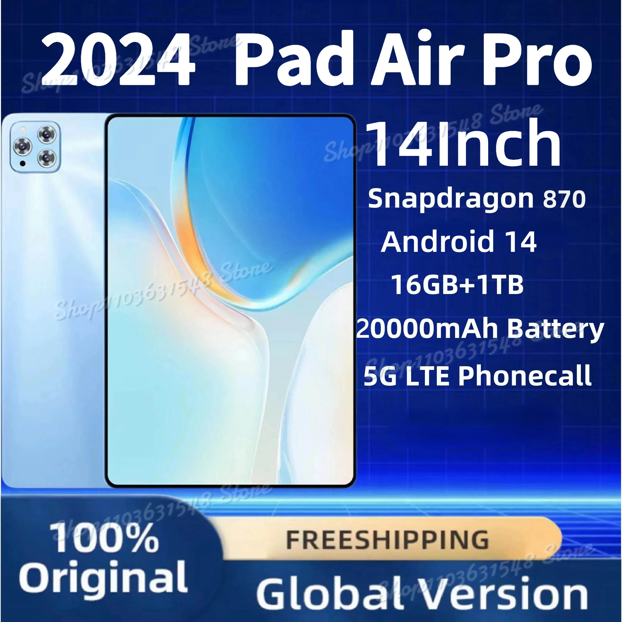 

2024 Global Version Original IPad Air Pro Tablet 14inch HD 4K Android 14 16GB+1TB 20000mAh 5G Dual SIM Bluetooth WiFi GPS Tablet