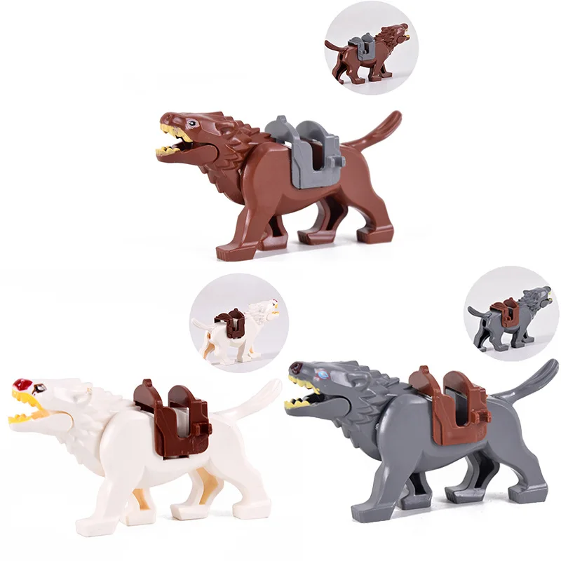 MOC 1PCS The Middle Ancient Wolf Mount Building Block For Lordesd Ring Animal Figures Bricks Particle Toy Children Birthday Gift