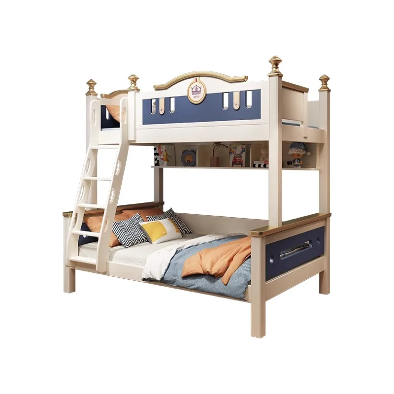 All-solid wood upper and lower double-decker childrens beds,high and low mother beds and small-sized boys' combined beds