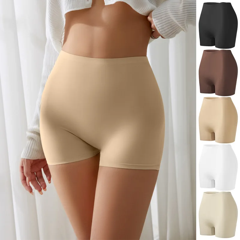 New Design Seamless Ice Silk Solid Biker Shorts Boxer Short Leggings Sports Yoga Pants Seamless Women Shorts Panties