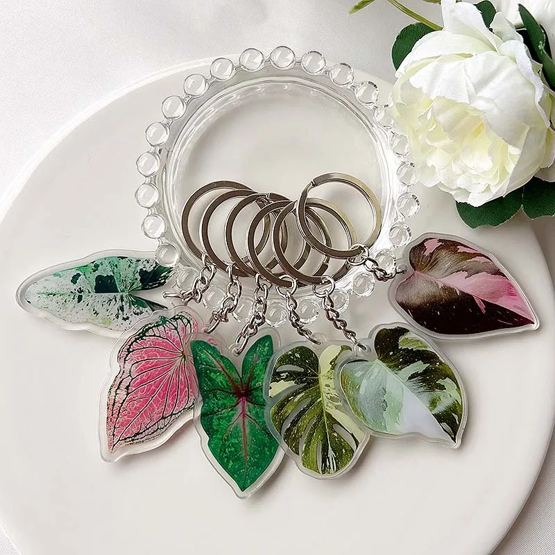 Plant Key Chain Mobile Phone Pendant Creative Acrylic Craft Products Simulation Leaf Accessories For Bag