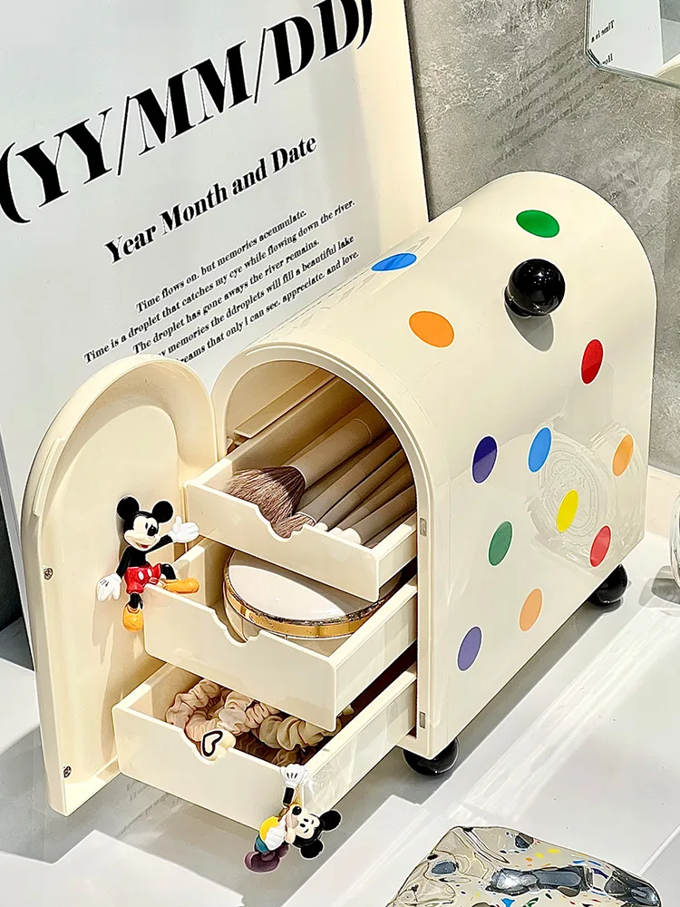 

Студенческое общежитие, настольный ящик для хранения в горошек, туалетный столик, губная помада, ювелирные изделия, ящик для сортировки мусора, ящик для хранения косметики