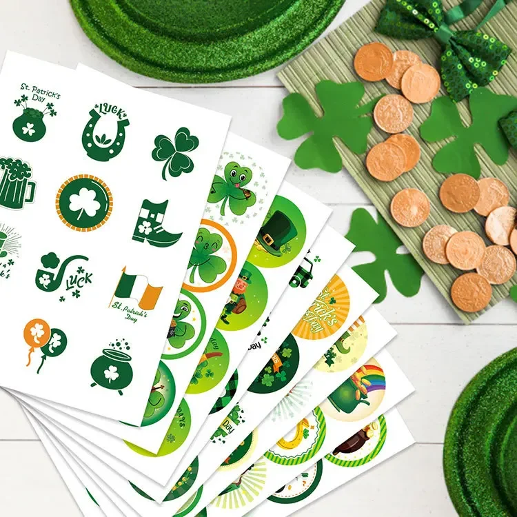 

16 Sheets Ireland Traditional St.Patrick's Day Shamrock Graffiti Sticker DIY Waterproof Decoration Sticker Stationery