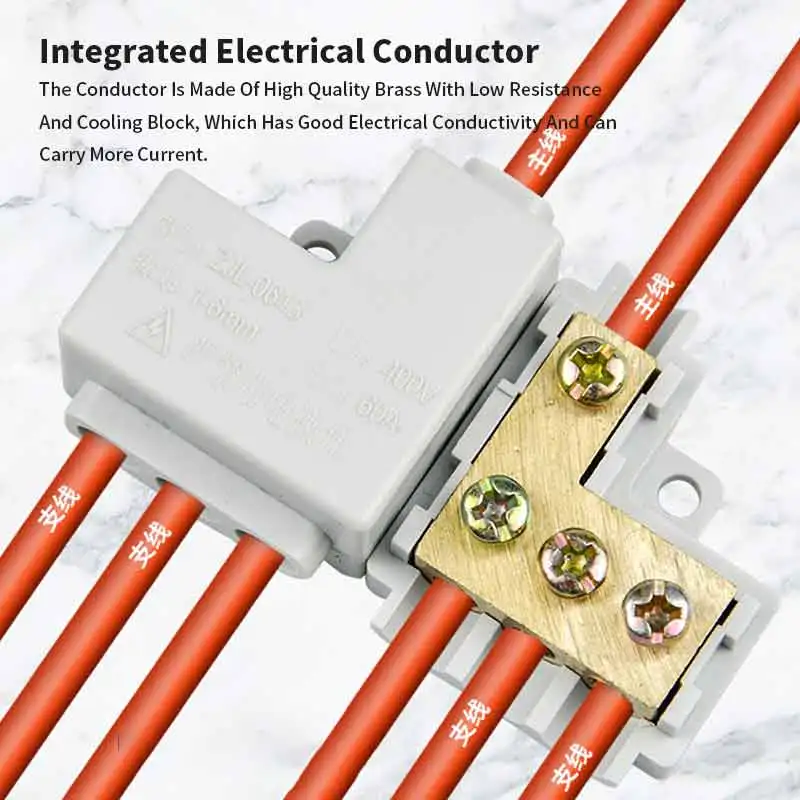 6mm² High Power 2 in 6 out Terminal Block Can Be Spliced Wire Connector Parallel Wire Column Line 60A 1 in 3 out Quick Connector