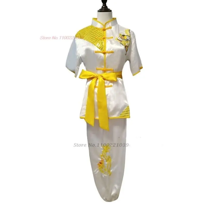 2024 traditional chinese kung fu set retro dragon embroidery wing chun wushu set taiji uniform martial arts performance clothes