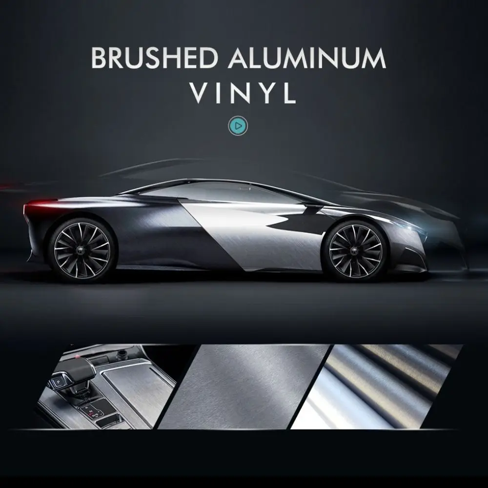 PVC Car Stickers Matt Brushed Aluminum Waterproof Metallic Color Premium Car Styling Silver Stickers Self Adhesive Black Gray