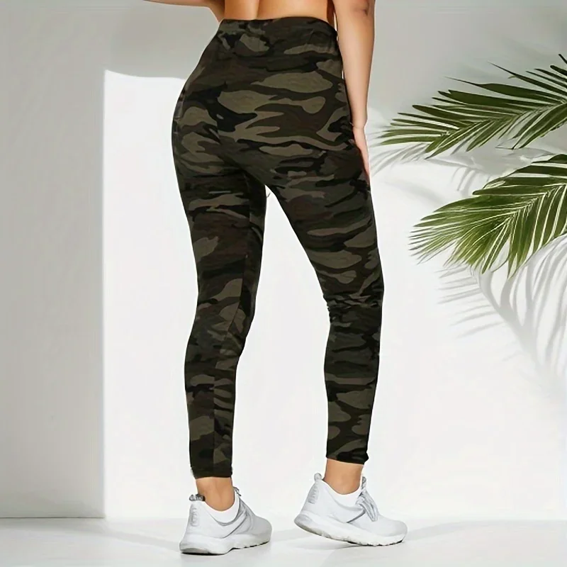 2024 New Camouflage Gray Green WOMEN\'S Casual Sports Leggings Butt Lift