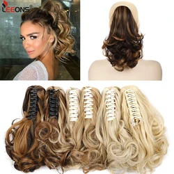 Extensiones de Cabello sintético para mujer, coleta de garra, 12 pulgadas, rizado, ondulado, falso, Clip de cola de caballo, Ombre, marrón
