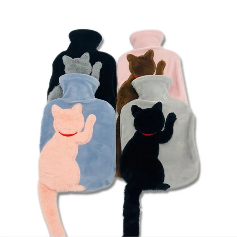 Cute Hand Warmer Portable Plush Girls Hand Warm Tail Cat Hot Water Bottle Mini Hot Water Bag Pocket Feet Warm Hot Water Bags