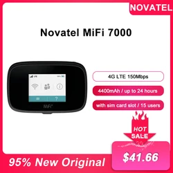 Novatel MiFi Portable Pocket WiFi Router, 7000 Modem, Desbloqueado, 4G, Cartão Sim, 150mbps, Mini, Ao ar livre, Bateria 4400mAh