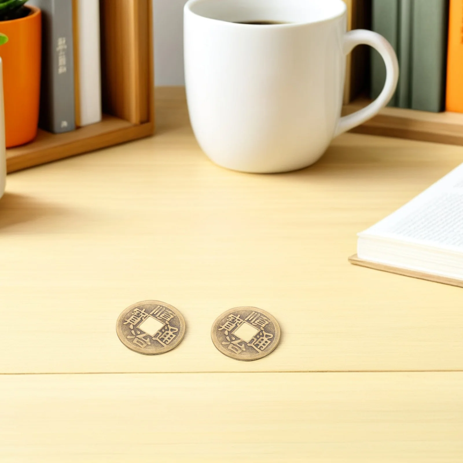 

12pcs Vintage Brass Coins Car Pendant: Chinese Dynasty Time Coin Feng Shui Decorative Lucky Charm For Wealth Fortune Success