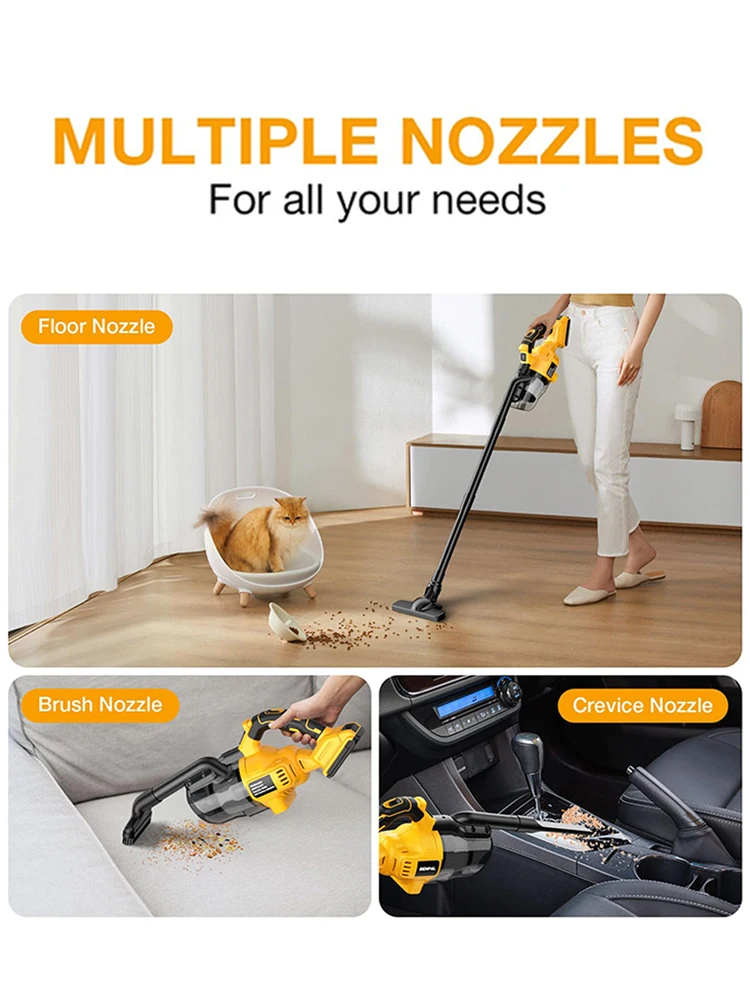 Secador de vacío inalámbrico portátil de 500W para Makita DeWalt, aspiradora eléctrica de mano con batería de 20V para limpieza de alfombras y suelo