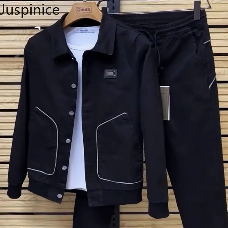 

Spring Workwear Jacket Trousers Suit Fashionable Loose Casual High Street Personality Sports Jackets Pants Set Male Clothes