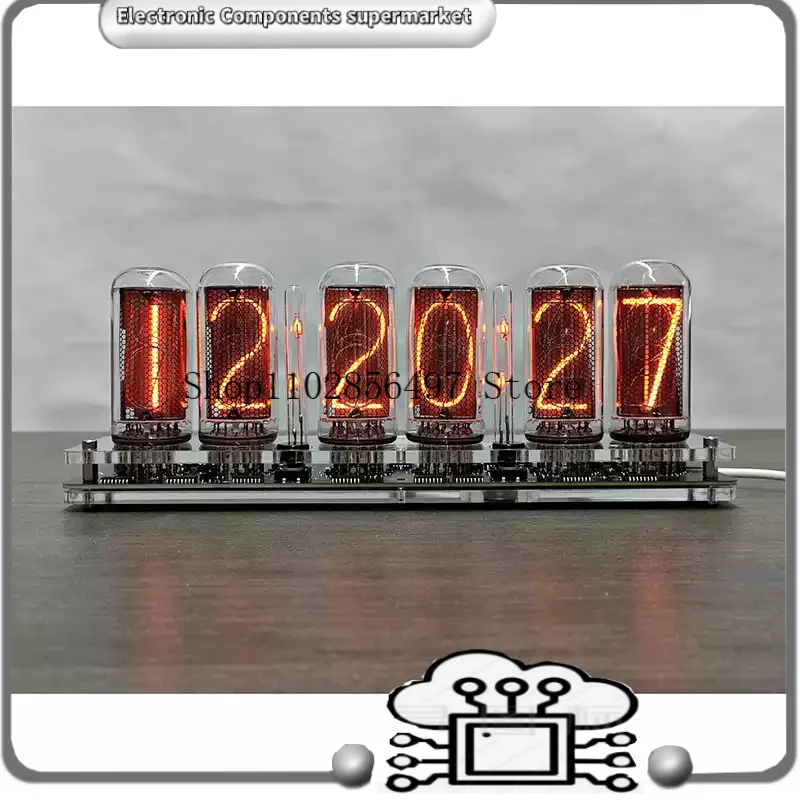 

6-битный модуль часов со светящейся трубкой IN14, часы Nixie, аудиоаксессуары с подсветкой, цифровые часы USB 5 В