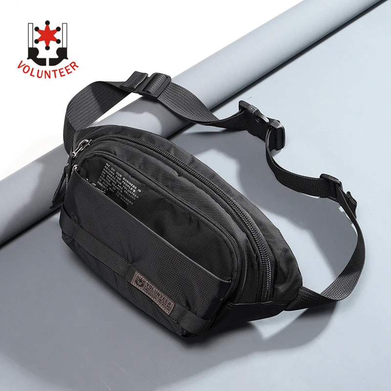 Volunteer Waist Pack Bag Fanny Packs Men Oxford Cloth Traveling Running Casual Zipper Phone Lightweight Crossbody Bags 1829-09