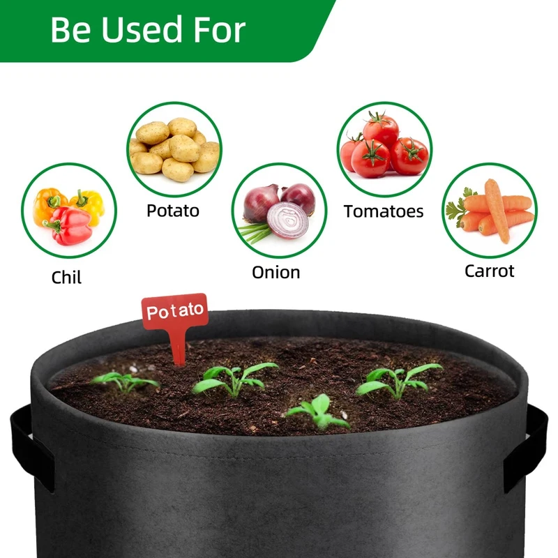 Potato Grow Bags With Flap Window,Garden Planting Bag With Durable Handle,Plant Pots For Tomato, Vegetable And Fruits