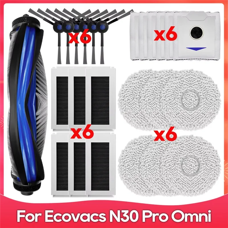 ل Ecovacs Deebot N30 Omni/N30 Pro Omni استبدال جزء ملحق فرشاة جانبية رئيسية فلتر Hepa ممسحة كيس لجميع الغبار-A77G