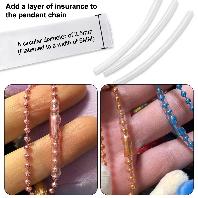 4/8PCS 2.5mmx10cm Pearl Chain Anti-drop Transparent Protective Cover Bead Chain Anti-lost Cover DIY Accessories