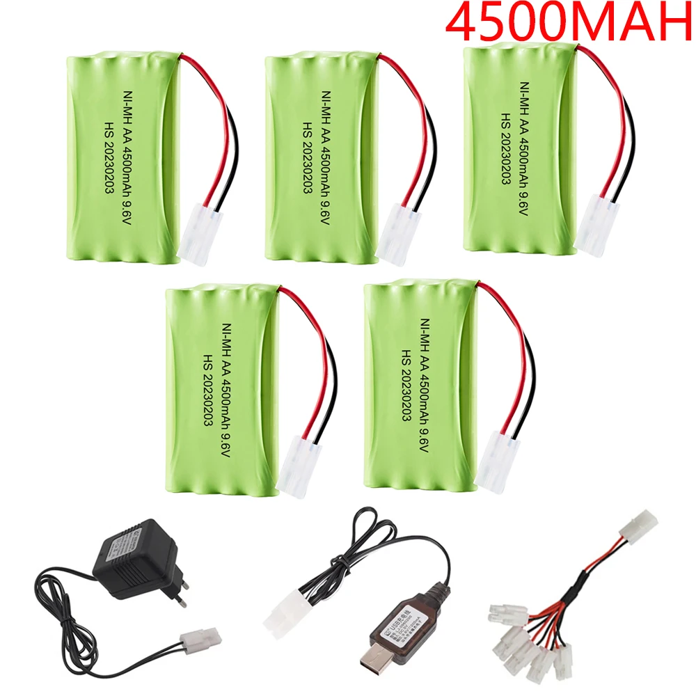 

Ni-MH 9.6V 4500mah Battery with USB Charger For Rc toys Cars Tank Train Robot Boat Guns parts AA 9.6v Rechargeable Battery Pack