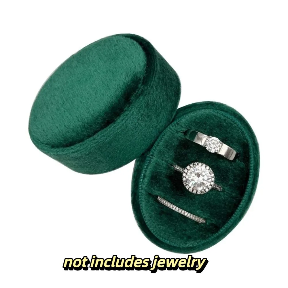 

Velvet Material Velvet Ring Box 2 Slots/3 Slots Handmade Three Ring Box Oval Shape Vintage Style Earring Box Engagement
